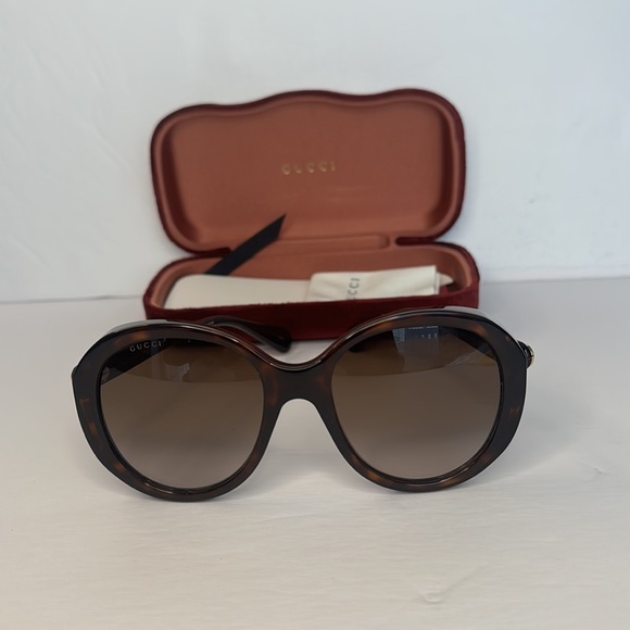 💯 - New Authentic - GUCCI Brown Gradient Oval Sunglasses GG0368S 002 55 - Picture 14 of 16